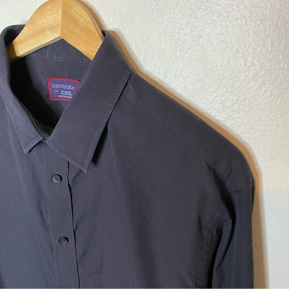 Untuckit Black Button Up Dress Shirt with French Cuffs Size X-Large - Picture 5 of 12
